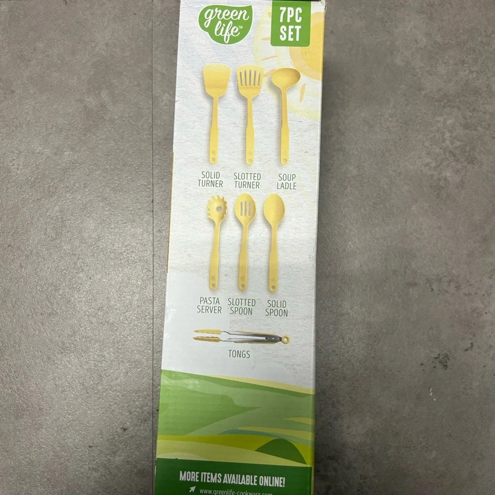Greenlife Yellow Utensil Set of 5 NEW